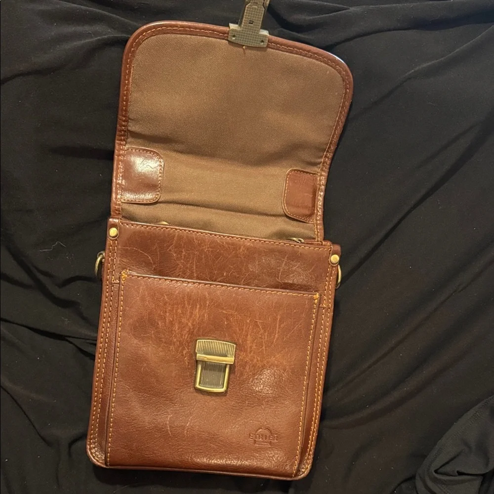 Etrier men's shoulder bag cognac, brown Leather Messenger Bag